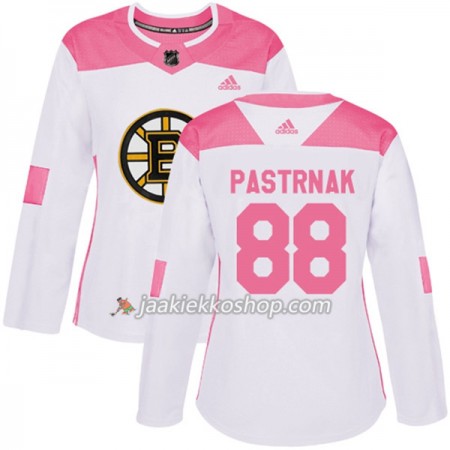 Nainen NHL Boston Bruins Pelipaita David Pastrnak 88 Adidas 2017-2018 Valkoinen Vaaleanpunainen Fashion Authentic